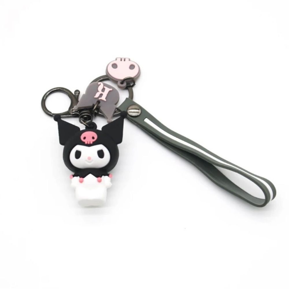 Sanrio Kuromi Black Kuromi Keychain Bag Charm Wristlet